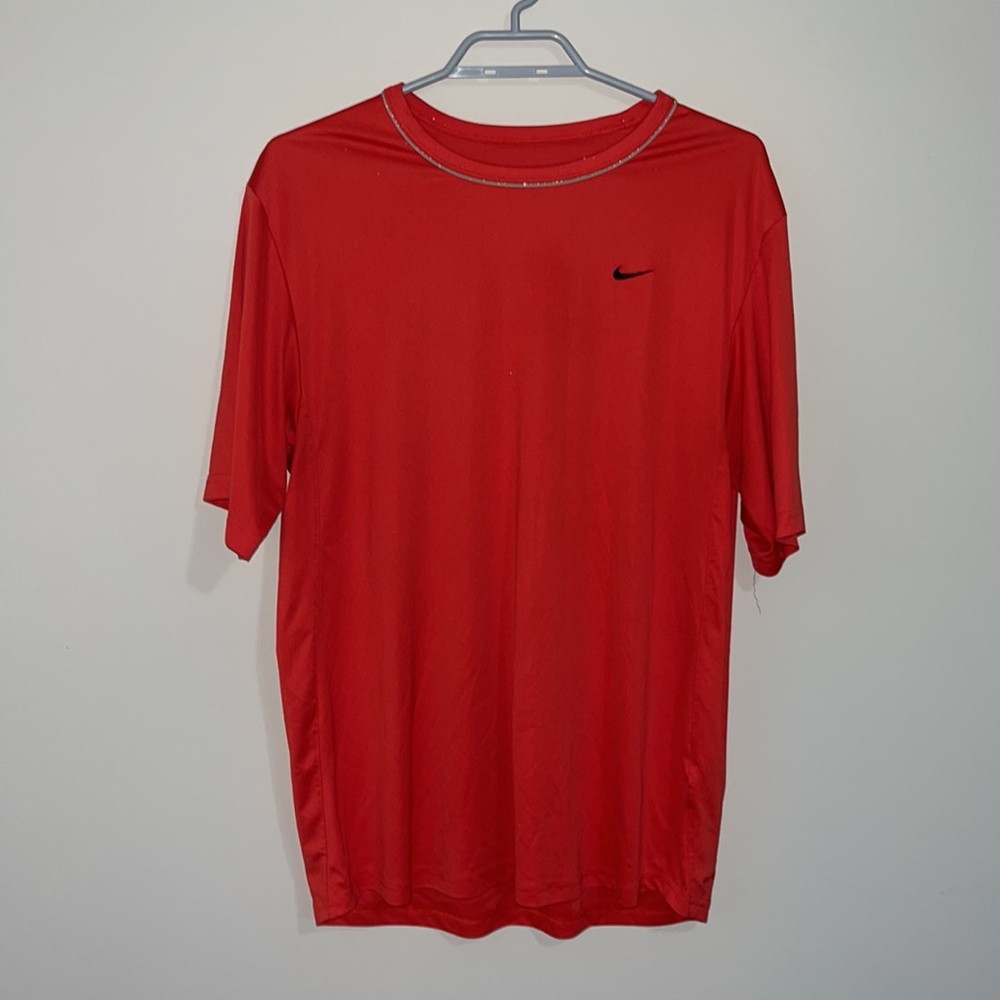 Red Nike dri fit short sleeve shirt